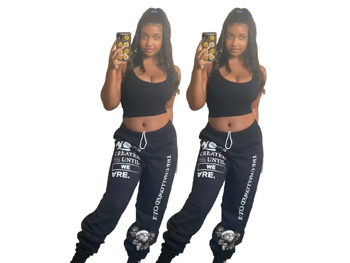 

86XY3507 Spring and autumn fashion sports solid color Street women's casual printing sexy pants stacked leggings
