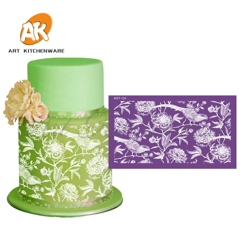 Трафареты для украшения торта птица и цветы свадебные инструменты мягкие