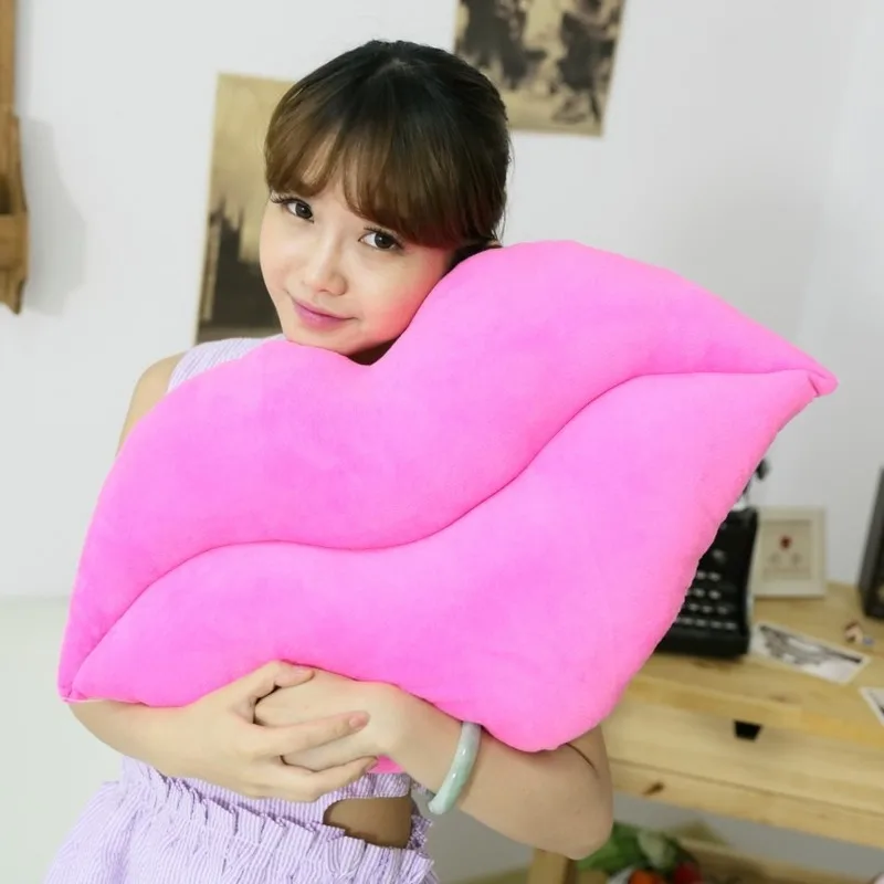 Красные губы Сексуальная Подушка против розового дивана украшение подарок для