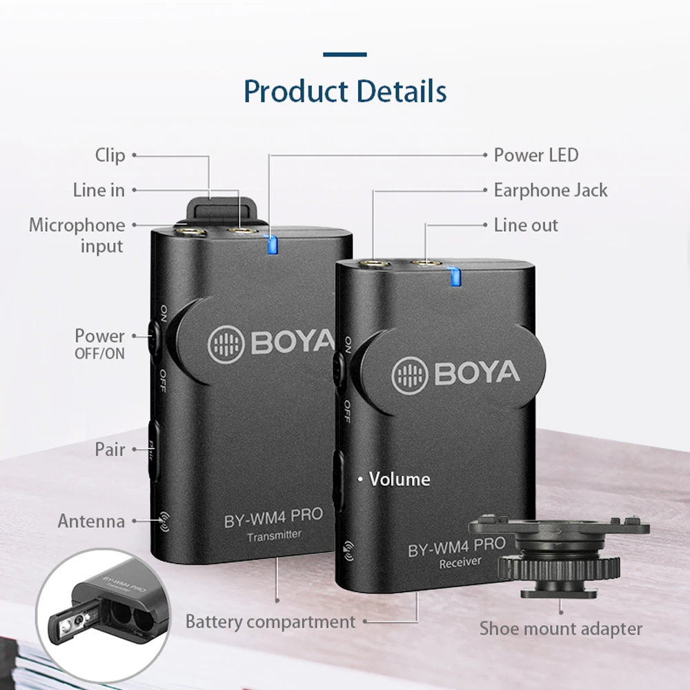 Беспроводной микрофон BOYA BY WM4 Pro K2 петличный для цифровой зеркальной камеры