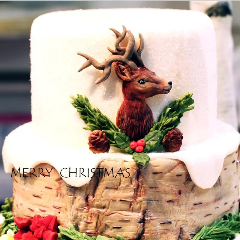 

Christmas Elk Silicone Mold DIY Cake Baking Decoration Chocolate Mold Epoxy Plaster Crafts Decoration Elk Antler Silicone Mold