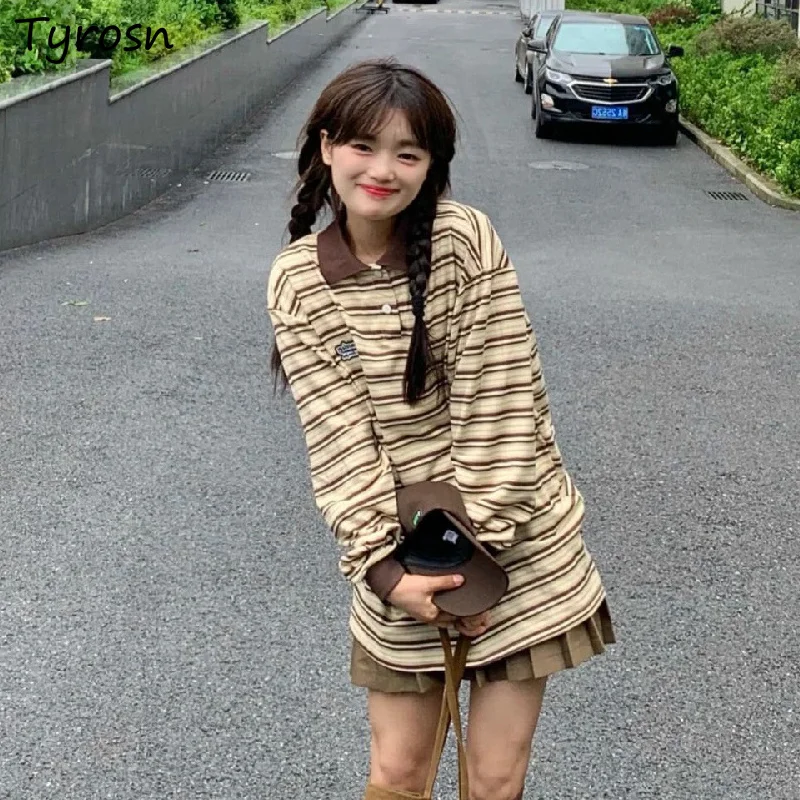 

No Hat Hoodies Women Vintage Teenager Aesthetic Streetwear Preppy Style Turn-down Collar Spring All-match Harajuku Students Chic