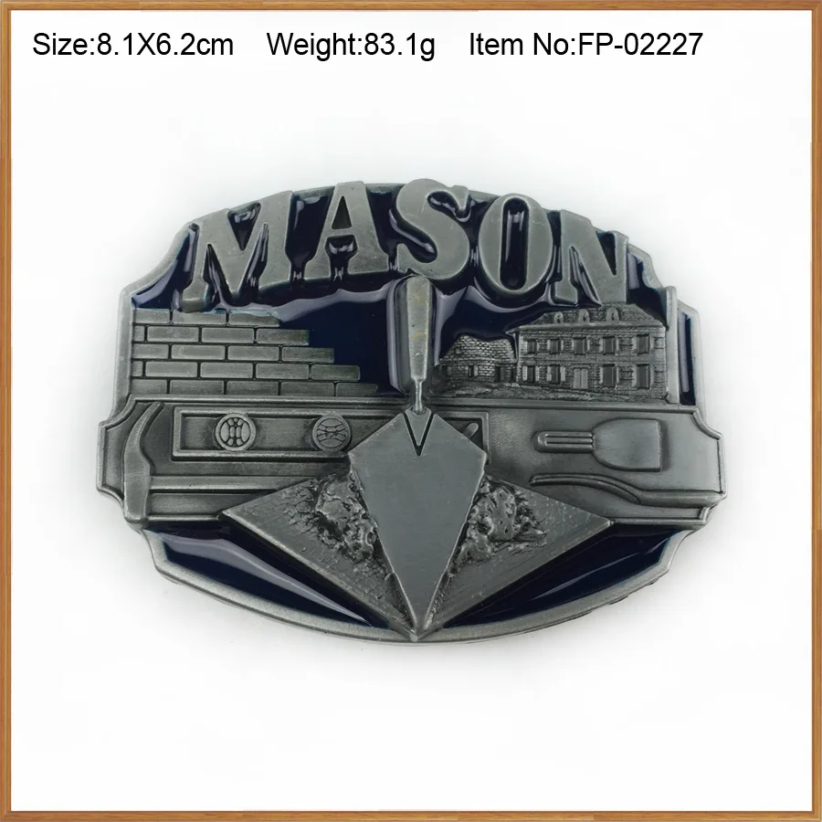 Buckleclub wholesale zinc alloy retro western blue enameled MASON jeans gift belt buckle FP-02227 for men 4cm width loop | Дом и сад
