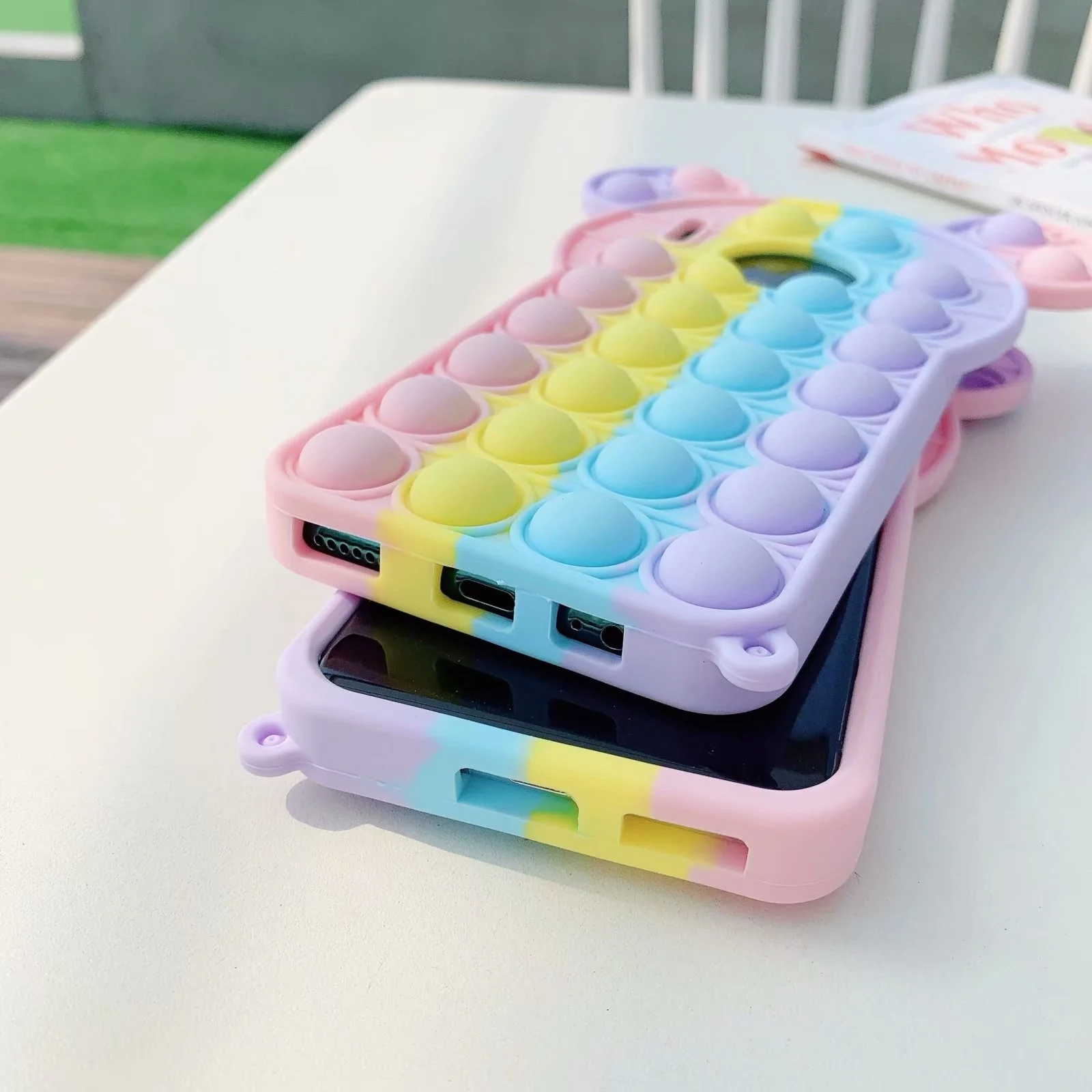 

Push Pops Bubble Fidget Toy Silicone Mobile Phone Case For Samsung S9 S9P S10 S20 S21 Note 9/10/10plus/20 Carton Cute Cover It