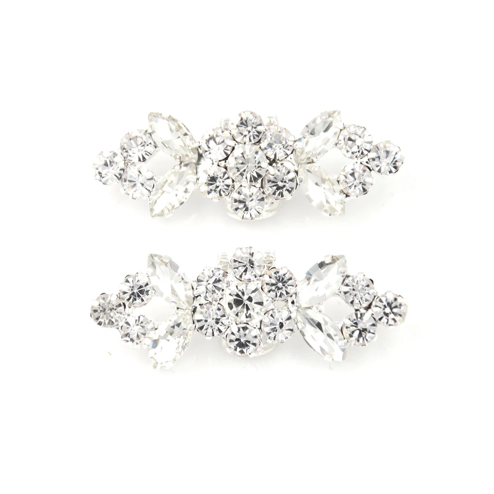 

2PCS Crystal Flower Shoelaces Shoe Decoration New Style Shinning White Zircon Easy Clip Bride Shoes Accessories