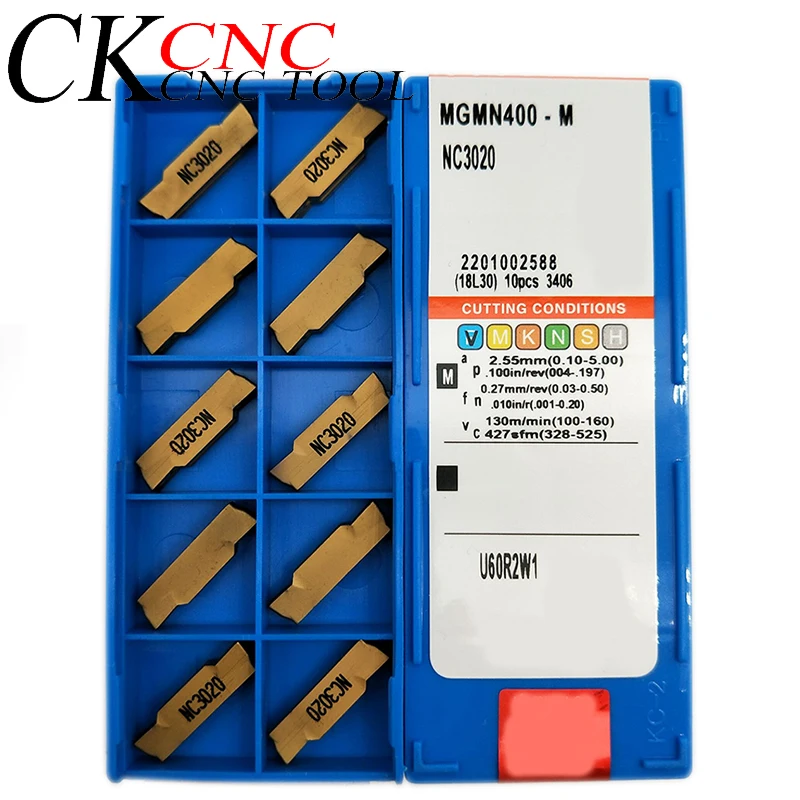 

10pcs MGMN400-M NC3020 4mm wide double-head Cutting Carbide Insert grooving Turning CNC lathe tools Used for steel iron,steel