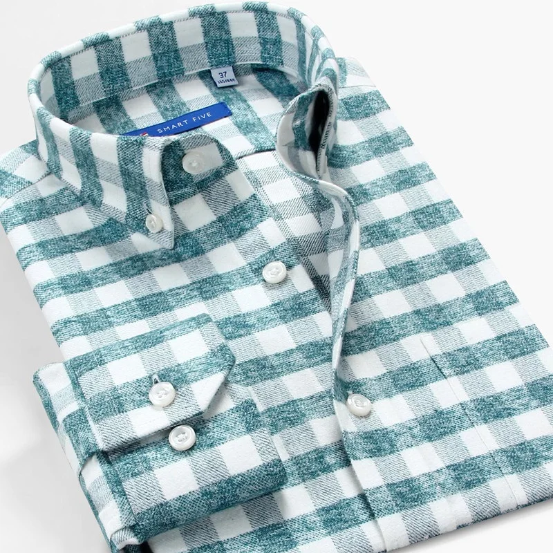 

Smart Five 100% Cotton Plaid Shirt Men Long Sleeve Slim Fit Flannel Casual Shirts For Man 2020 Autumn Clothing