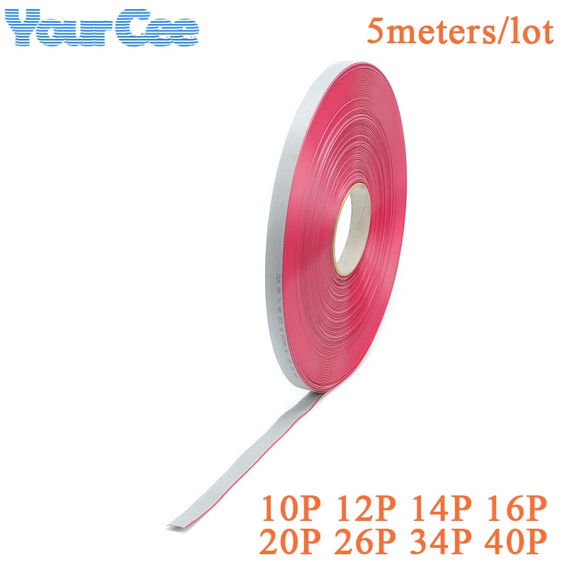 Плоский кабель 5 м/лот с шагом 1,27 мм, серый плоский кабель FC, кабель для передачи данных 10P 12P 14P 16P 20P 26P 34P 40P 10Way 12Way 20Way 34Way 40Way