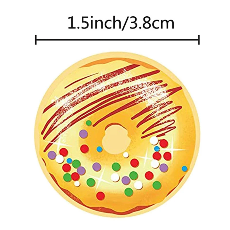 

1 Roll Colorful Donut Stickers Bread Packaging Bag Decoration Tag Sealing Label Kids Toys Gift Package Scrapbooking Stickers