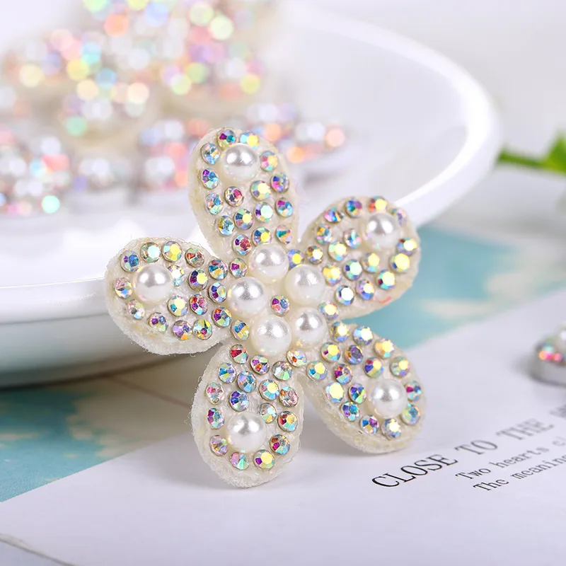 

5pcs 3D Sew-On Diy Patch Cute Patches for Clothing Flower Patches Sew on Patches Pearl Applique Rhinestone Flowers