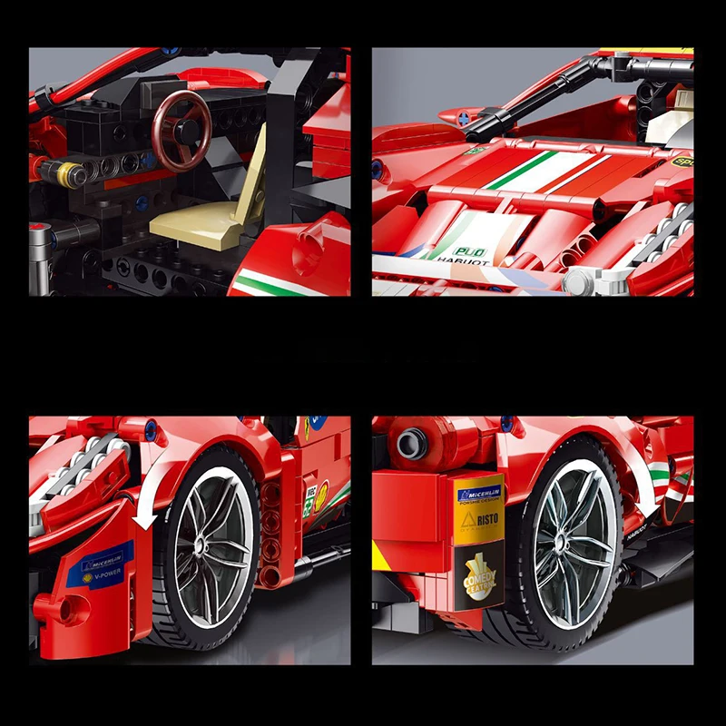 

1247PCS construction blocks sport super racing car italian technic supercar building famous speed champions high tech bricks