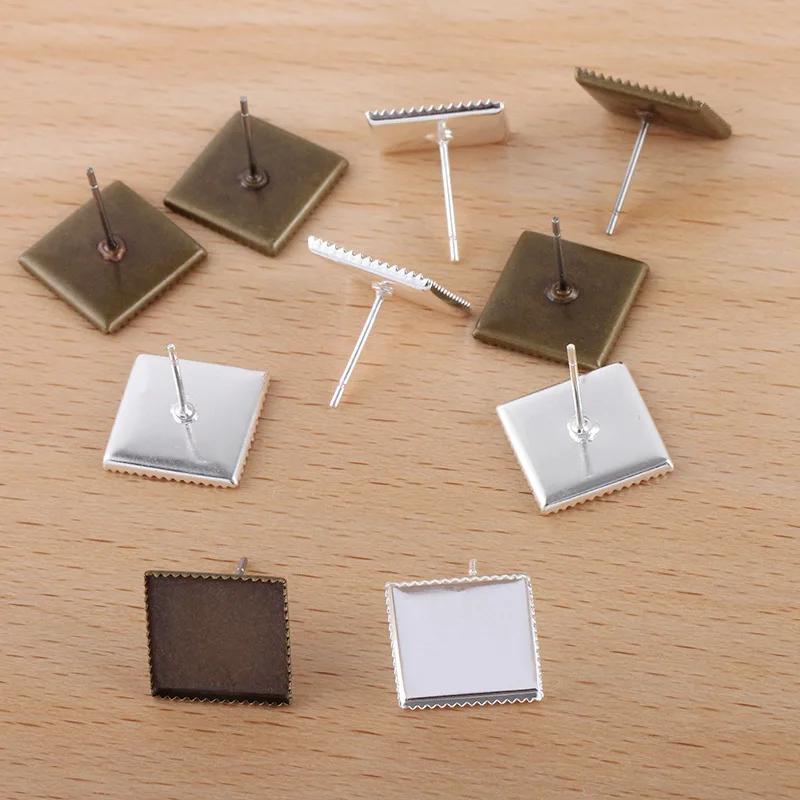 Основа для сережек гвоздиков с кабошоном 10 мм 12 мм|stud earring base|cabochons wholesalersearring base |