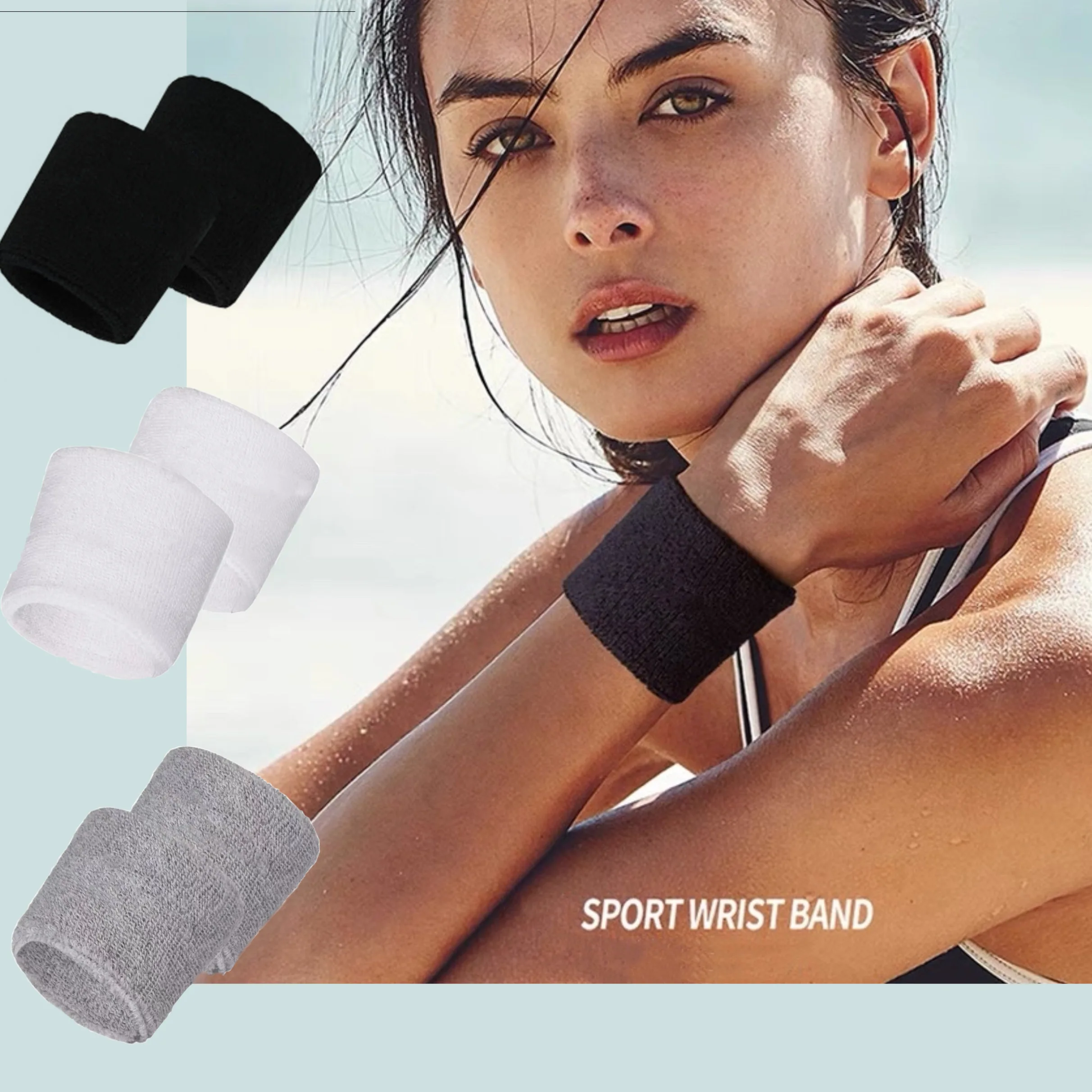 

1PC Cotton Unisex Sport Sweatband Wristband Wrist Protector Running Badminton Basketball Brace Terry Cloth Sweat Band
