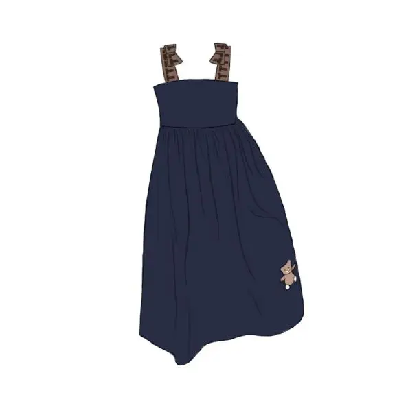 

Girls' casual sports dress New denim bear suspender skirt in spring and summer