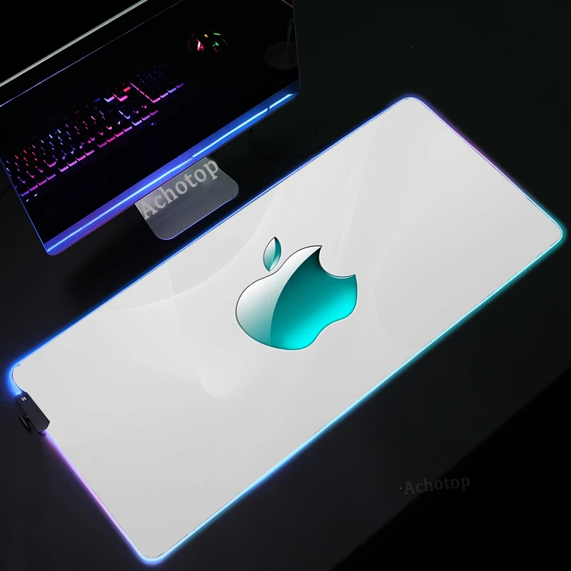 

Apple Logo RGB Gaming Mouse Pad Computer Gamer Mousepad Large LED Mouse Mat PC Laptop Keyboard Desk Carpet XL Office Desk Mat