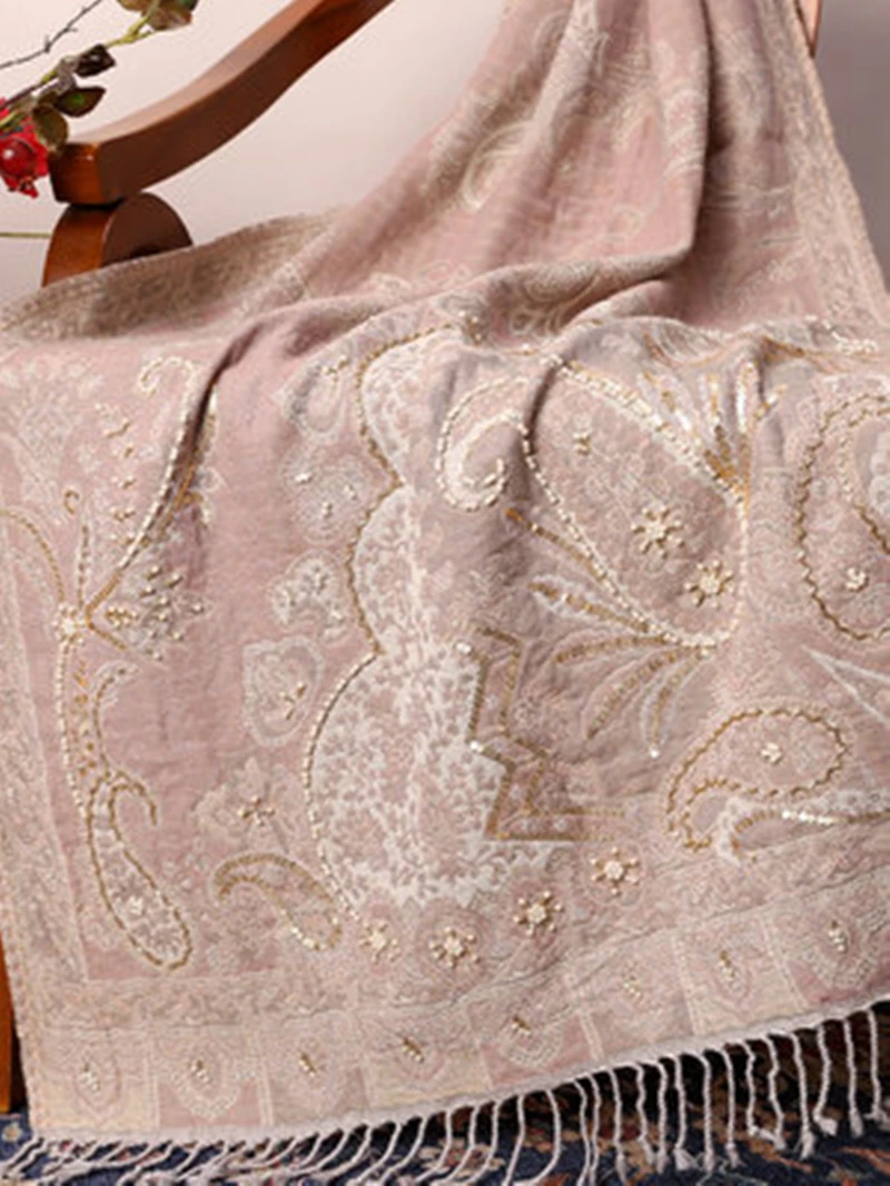 100% шерсть высококачественный шарф универсальный цвет шампанского утолщенный