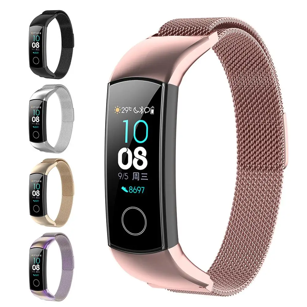 Магнитный Миланский Браслет из нержавеющей стали для часов браслет huawei Honor Band 4 5