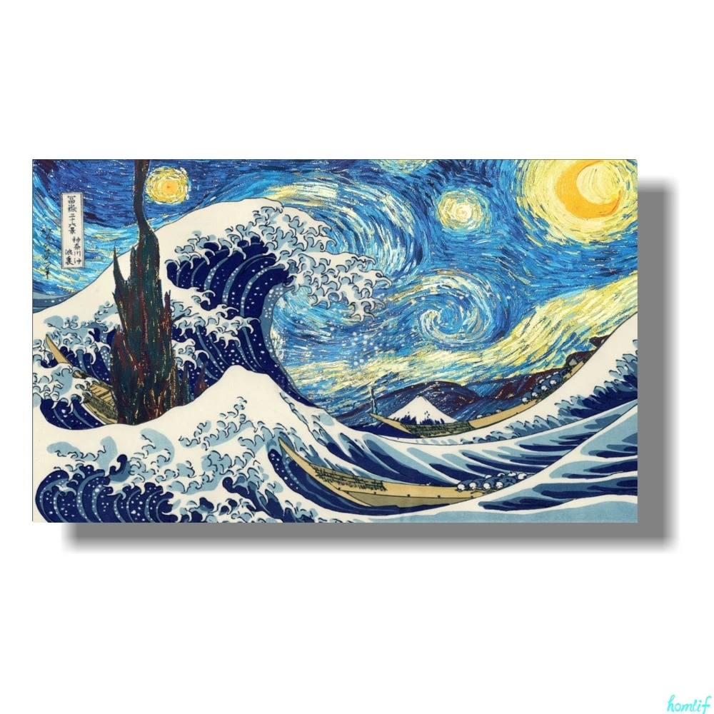 Алмазная картина полная бурение большая волна в канагаве Винсента Виллема ван