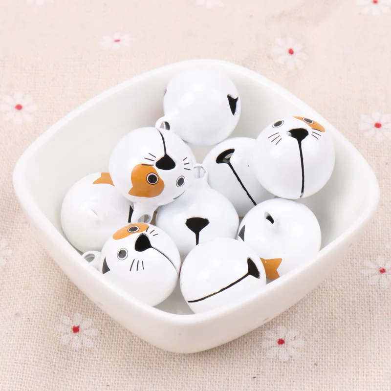 5pcs Jingle Bells Cute Yellow-eyed cat Ornament Metal Bell for Home Party Tree Pendant Children's shaker Decoration 27mm | Дом и сад