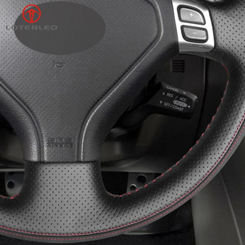 

LQTENLEO Black Leather Suede Steering Wheel Cover For Subaru Forester 2004-2007 Outback 2004 2005 Legacy Impreza WRX 2003-2006