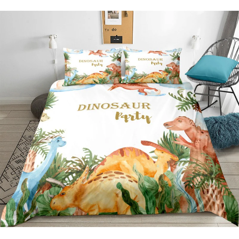 

Boys Cartoon Dinosaur Family Bedding Set Twin Full Queen King Size Bedclothes Duvet Cover Set 2/3PCS Bed Linen Set No Filling