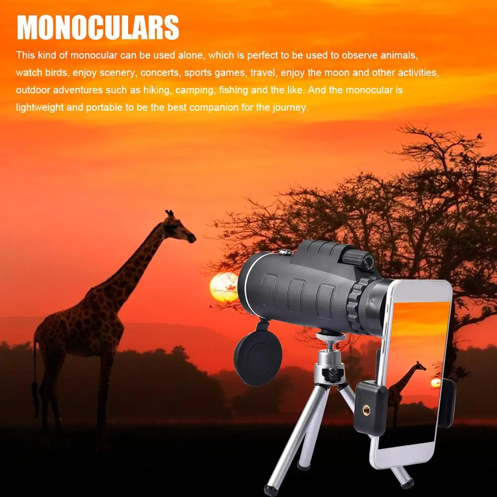 

Monocular Telescope High Power HD Monocular with BAK4 Prism Compass Monocular Set with Tripod Accessories for Camping Travelling