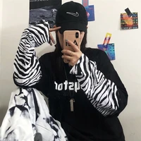 korean kpop striped stitching fake two pieces long sleeve t shirt woman couple emo urban top goth 90s tee grunge clothes cotton