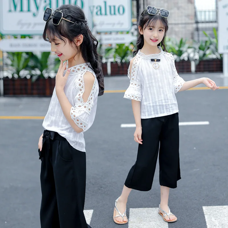 2019 Брендовое летнее платье для девочек кружевное с открытыми плечами