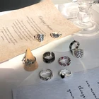 HUANZHI 2020 Новые Модные металлические кольца с глазурью в форме сердца полые цветочные винтажные кольца для женщин и девушек подарочные украшения