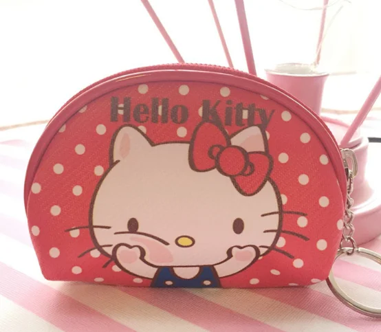 Hello kitty холщовый ручной кошелек для монет и кошелек, чехол, сумка; карманная цепочка для ключей, женская сумка-держатель для макияжа - Цвет: Золотой