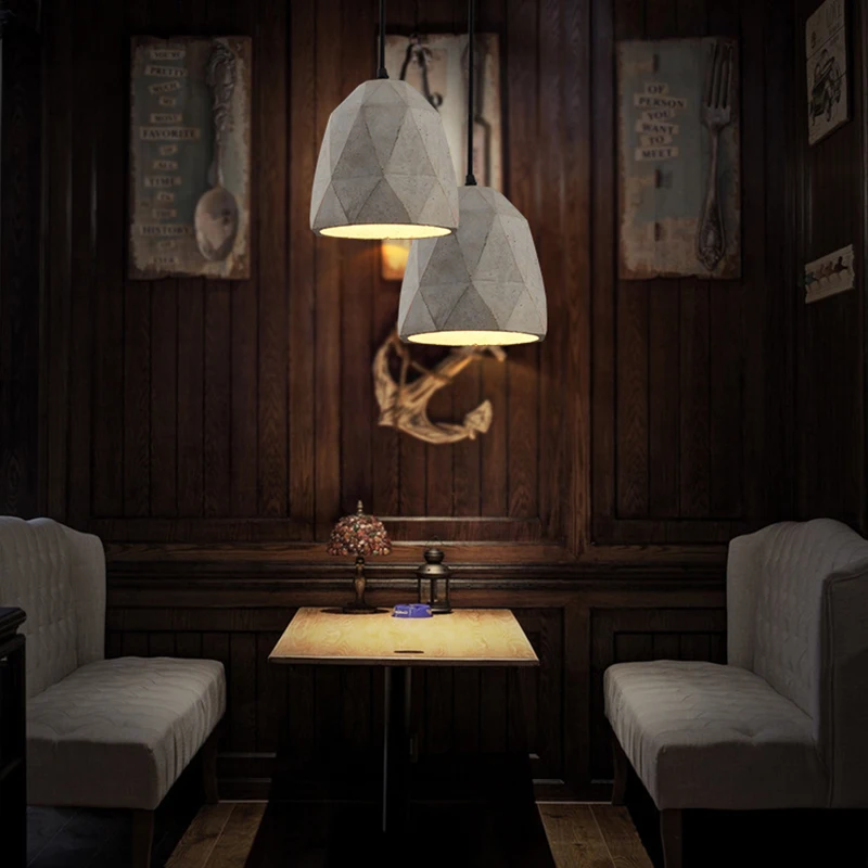 

Retro loft concrete pendant light E27 LED industrial deco hanging lamp cement with 5 styles for kitchen bedroom living room cafe