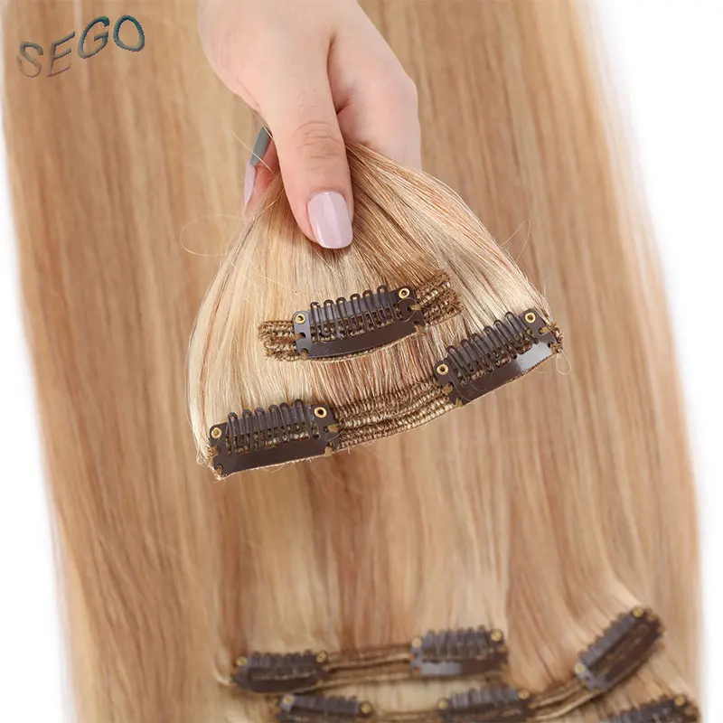 SEGO 110 170 г 10 24 дюйма 8 шт. наращивание человеческих волос с зажимом 100% настоящая