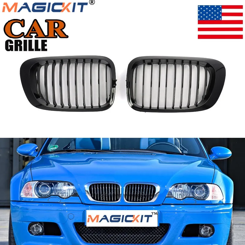 MagicKit 1 пара для BMW 1998 2001 E46 3 Series 2 дверная глянцевая черная передняя решетка