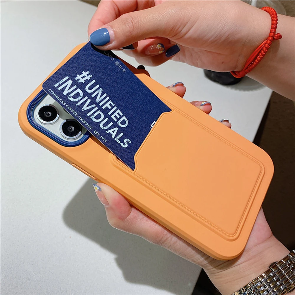 Мягкий силиконовый чехол для iPhone 11 12 13 Pro Max XS X XR 7 8 Plus 2 в 1 с держателем карт |