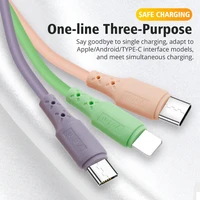 3 in 1 usb type c micro cable for iphone12 samsung xiaomi universal charging cable silicone fast charge charging line usb c wire