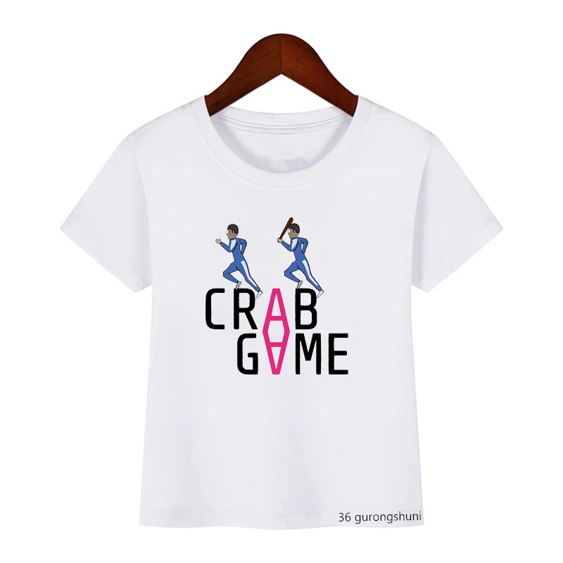 Novelty Design Kids Tshirt Funny Crab Game Cartoon Print Shirt Fashion Boys T Shirt Summer Harajuku Girls T-Shirt Tops Wholesale