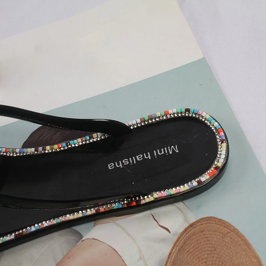 Шлепанцы женские пляжные сандалии на плоской подошве богемный стиль цвет