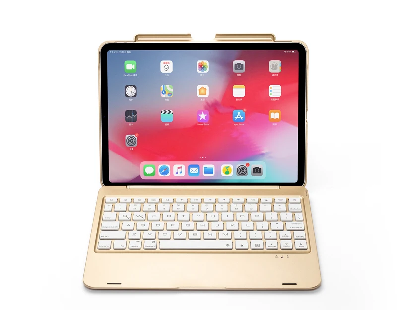 [Новое] Bluetooth клавиатура чехол для Apple iPad Pro 11,", 7-Цвет с подсветкой и жесткий Беспроводной клавиатура с смартфона с держателем для карт