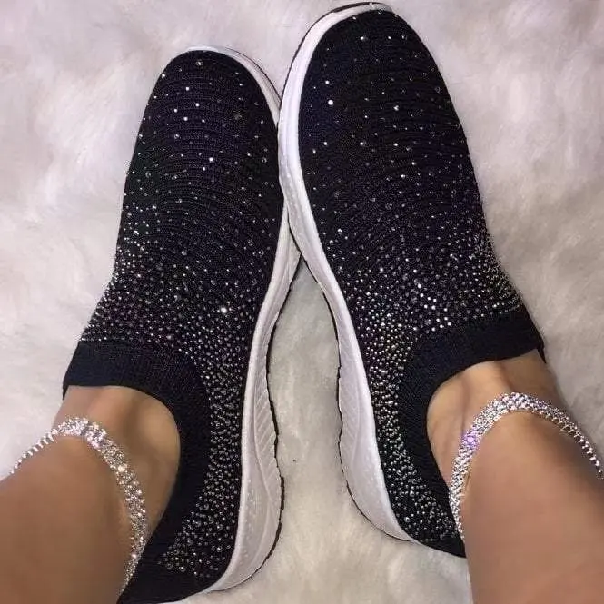 

Women's White Glitter Sneakers For Sock Fashion Bling Shoes Trainers Female Vulcanize 2020 Tenis Feminino Basket Femme