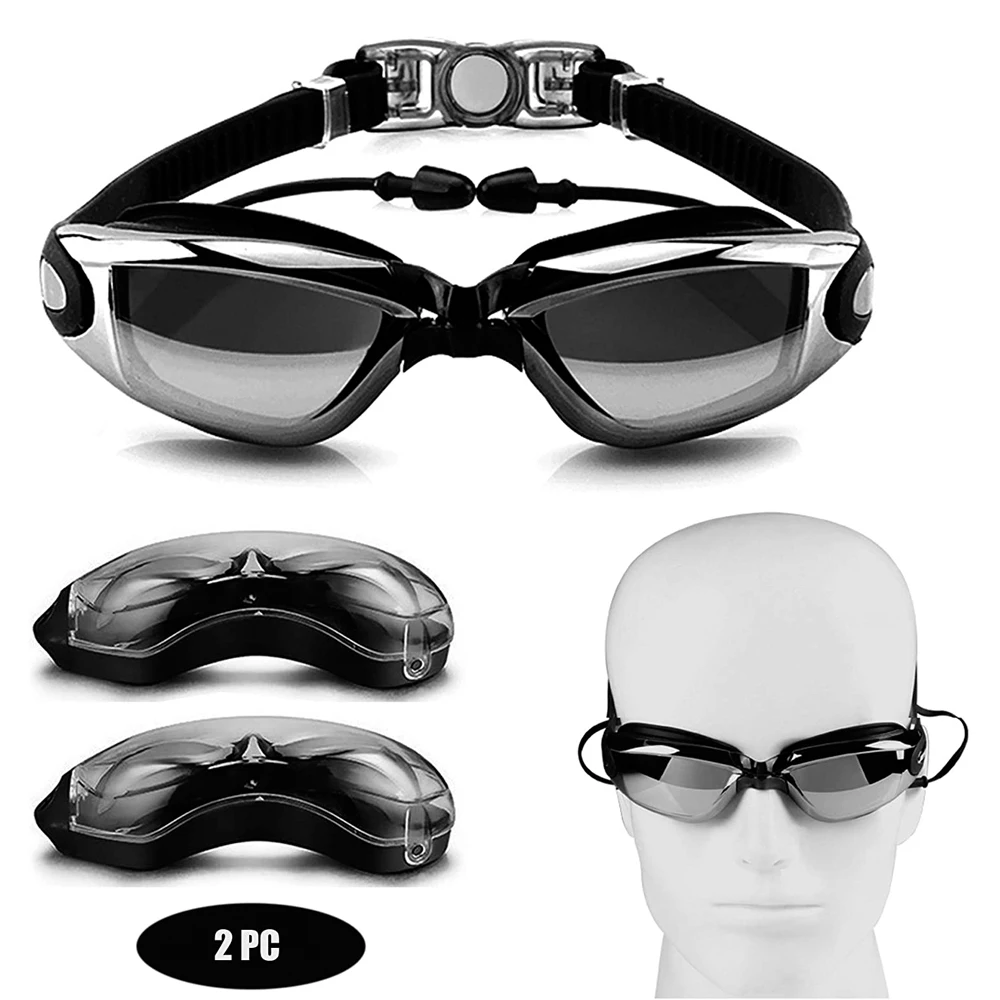 

2PCS Professional Goggles Anti-Fog UV Protection Adjustable Swimming Goggles Men Women Waterproof silicone glasses Eyewear