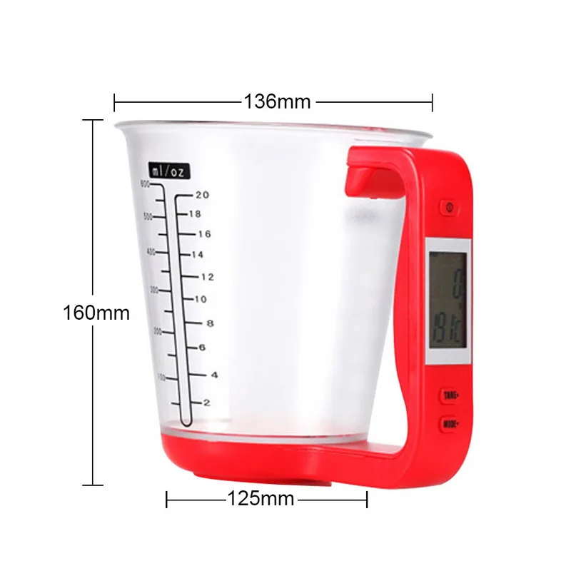 

600ml 1kg/1g Measuring Cup Kitchen Scales Digital Beaker Temperature Measurement Cups Electronic Tool Scale With LCD Display
