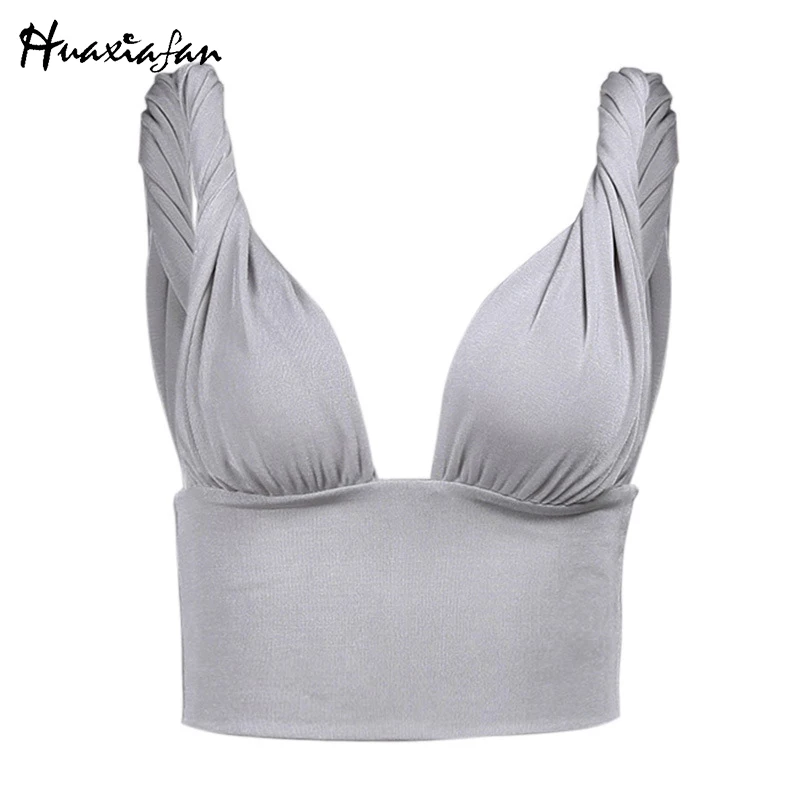 

Huaxiafan Knitted Camis Tank Tops Women Summer Casual Backless Sexy Party Y2K Elegant Fashion Cropped Tops Female 2021 Clothing