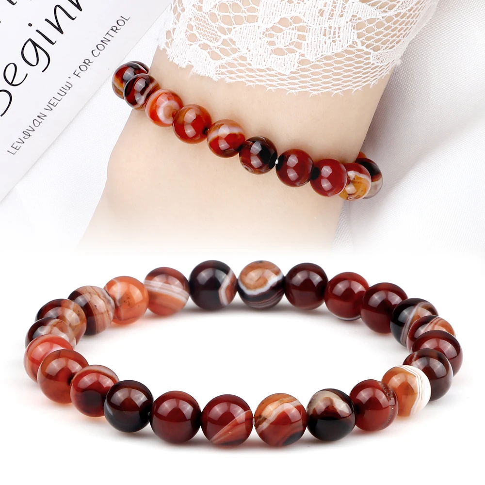 

Браслет женский из натурального агата, с бусинами из оникса 8 мм, растягивающийся, исцеление йогой