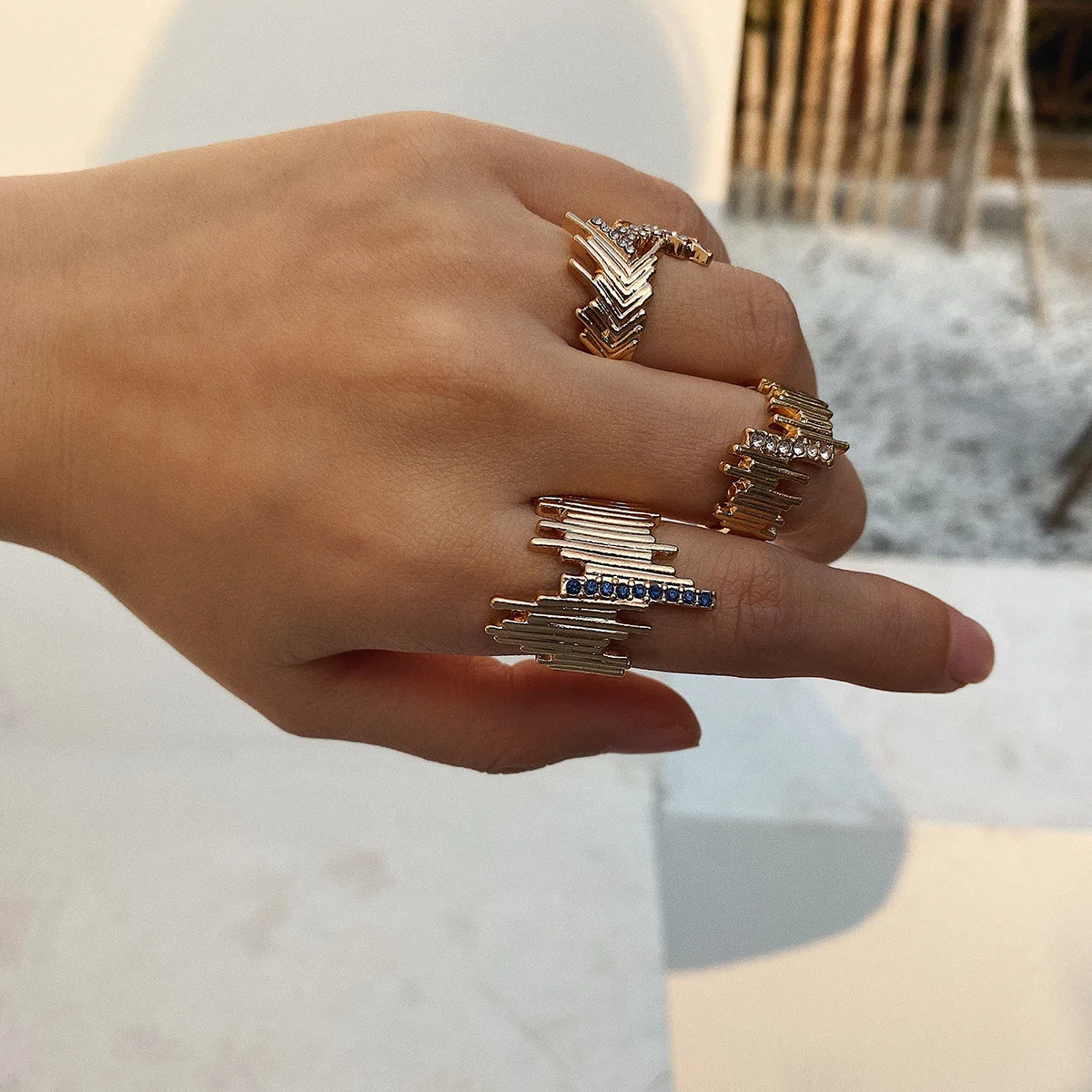 3 шт. простые геометрические кольца с Луной для женщин панк модные в стиле бохо