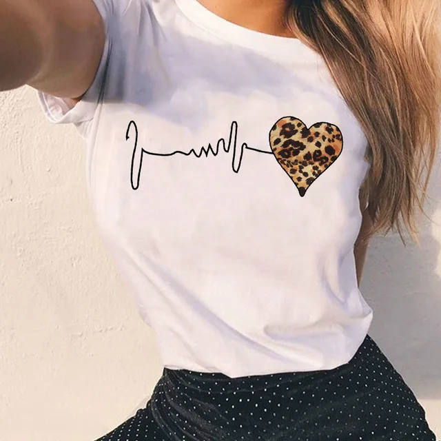 

Fashion Leopard Skull Print Women T-shirt Summer Plus Size Black Female T-shirt Soft Round Neck Harajuku Top Clothes H1