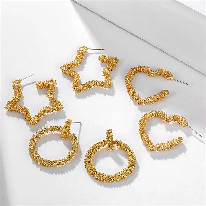 Модные геометрические полая пентаграмма серьги для женщин винтажные