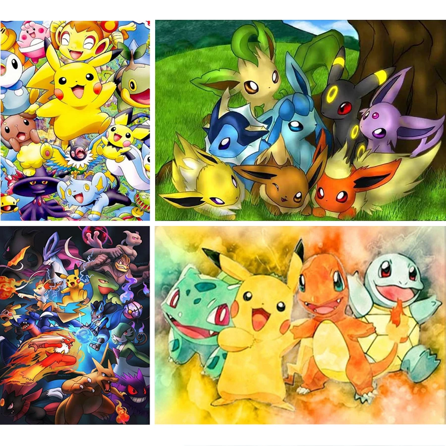 

DIY Diamond Painting Set Cartoon Pokemon Cross Stitch Full Square Round Drill Embroidery Diamond Mosaic Art Picture Child Gifts