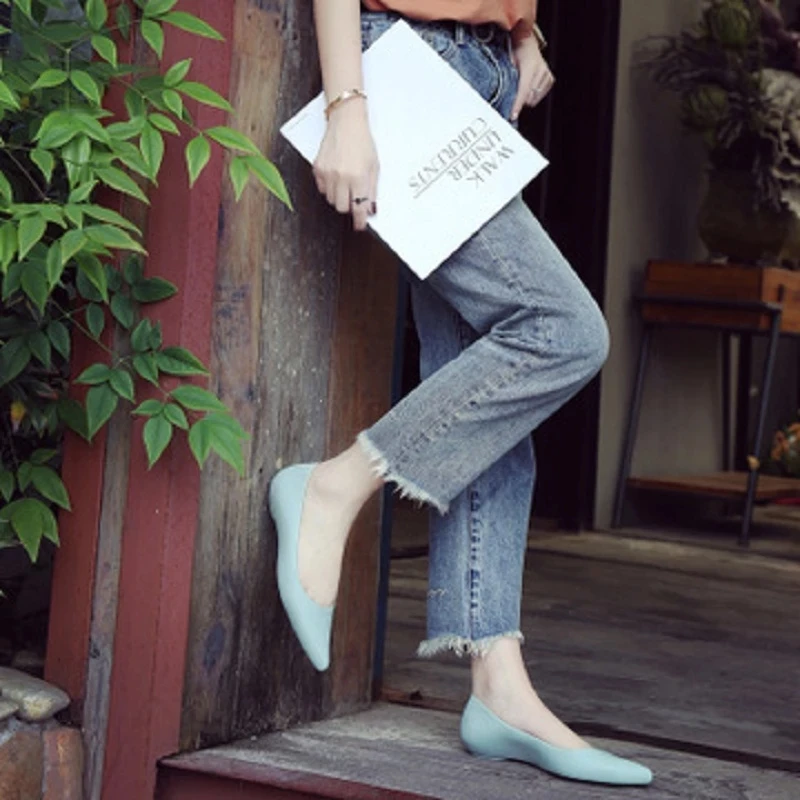Women Pointed Toe Flat Spring Ladies Slip on Office Career Red Shoe Shallow Female Casual Fashion Comfortable Jelly Shoes