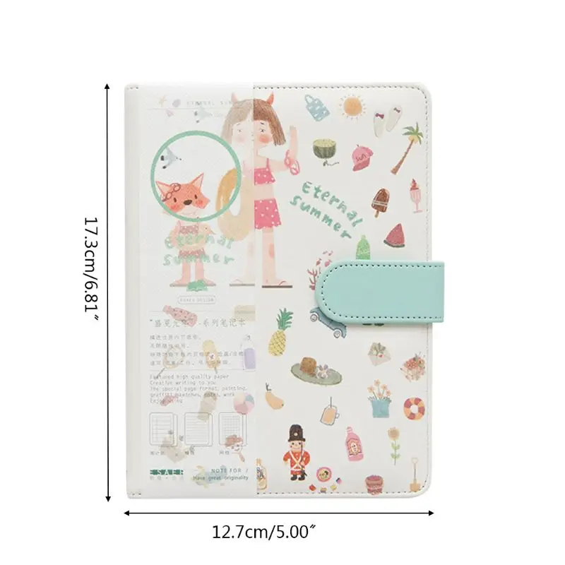

A5 Cute Cartoon Notebook Leather Diary Journal Planner Travelers Journal Agenda Organizer with Colored Pages