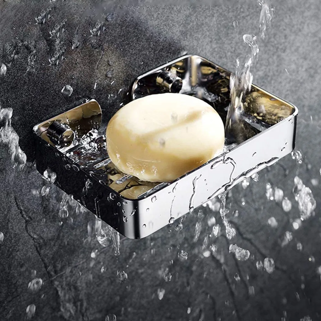 

No Drilling Soap Dish Holder Wall Self Sticker Bathroom Soap Holder Dish Shower Storage Dish Container Box Soap Holder 2021 Hot